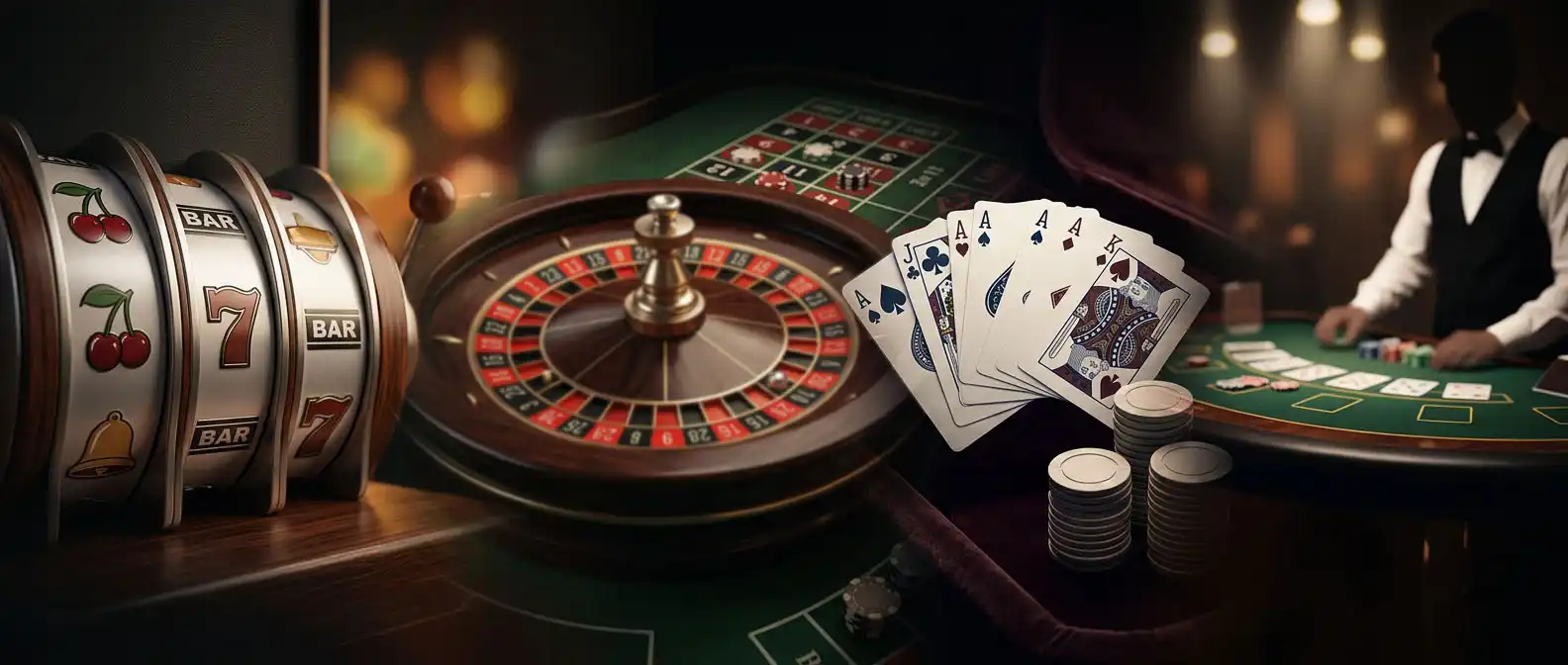 Slots, roulette, blackjack and live casino categories